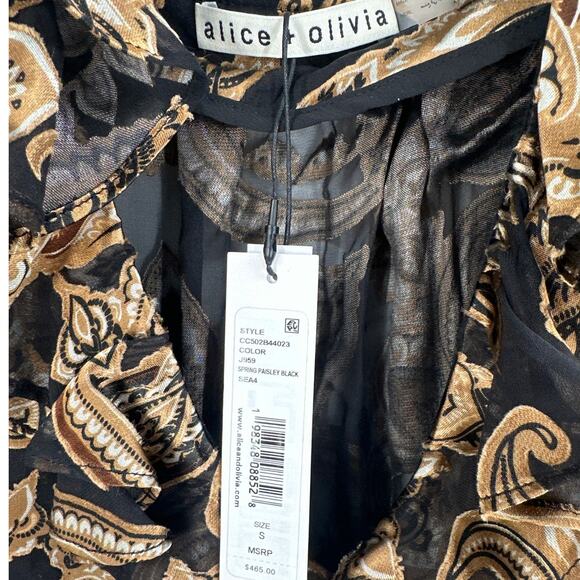 Alice and Olive Women's Spring Paisley Black Betsie Ruffled Blouse Top Size S - Picture 6 of 11